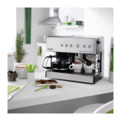 MAGIMIX Combiné Cafetière Expresso/Filtre Automatique Chromé Mat